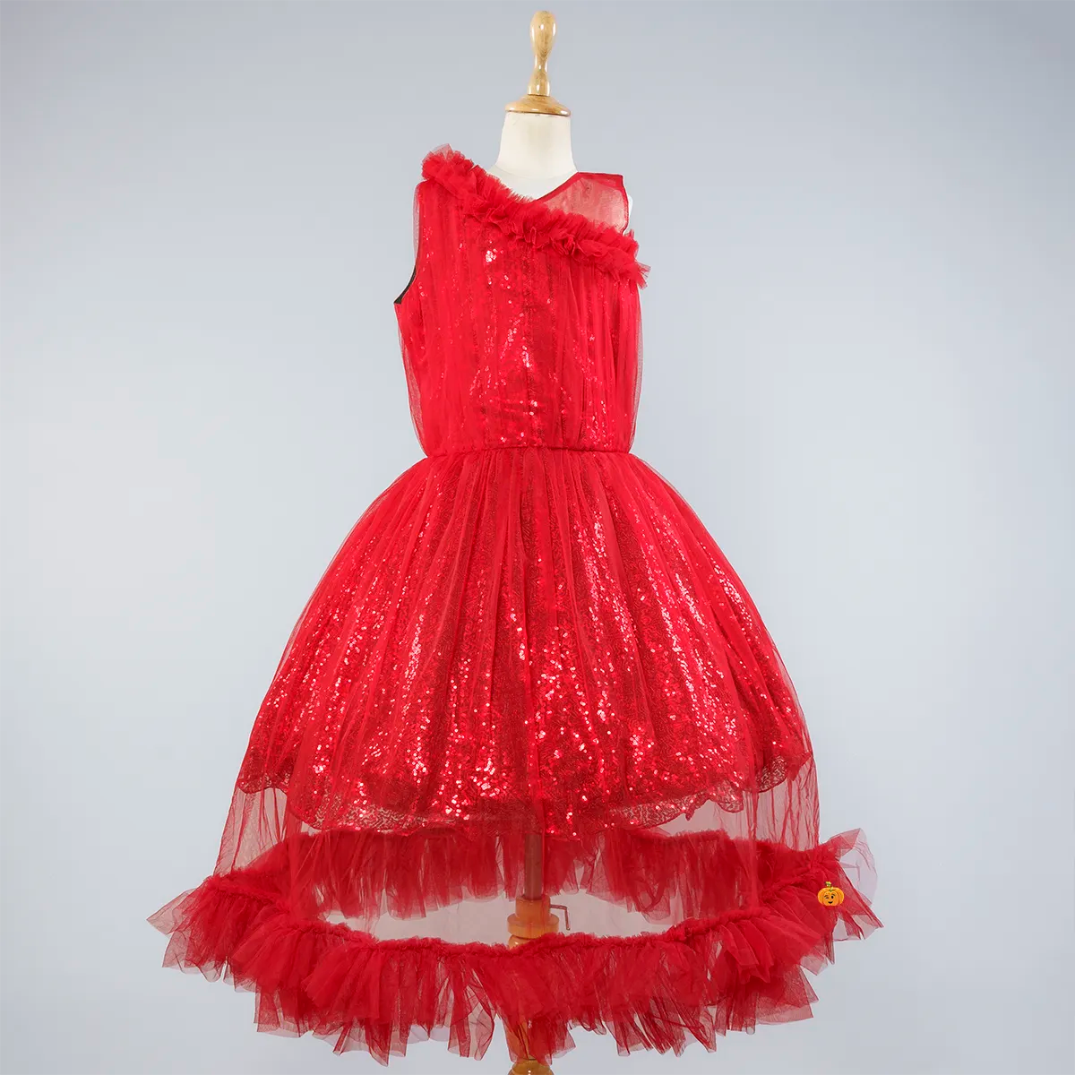 Red Sequin Girlish Gown Flirty Sequin Dress