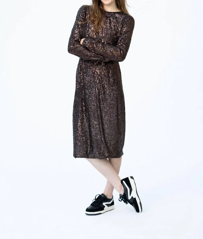 Harlow Sequin Dress In Brown Sexy Sequin Gown