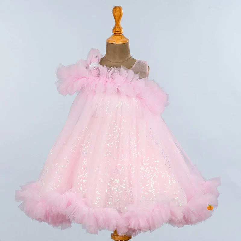 Pink Sequin Frock for Girls Hot Pink Sequin