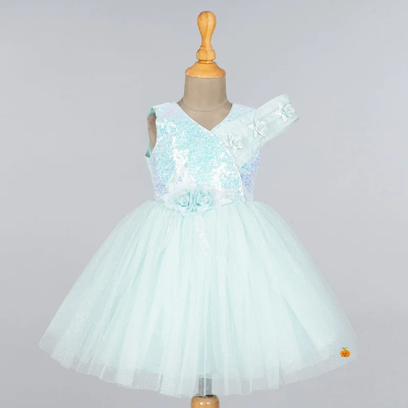 Sea Green & Pink Sequin Frock for Girls Sequin Dress Sparkle