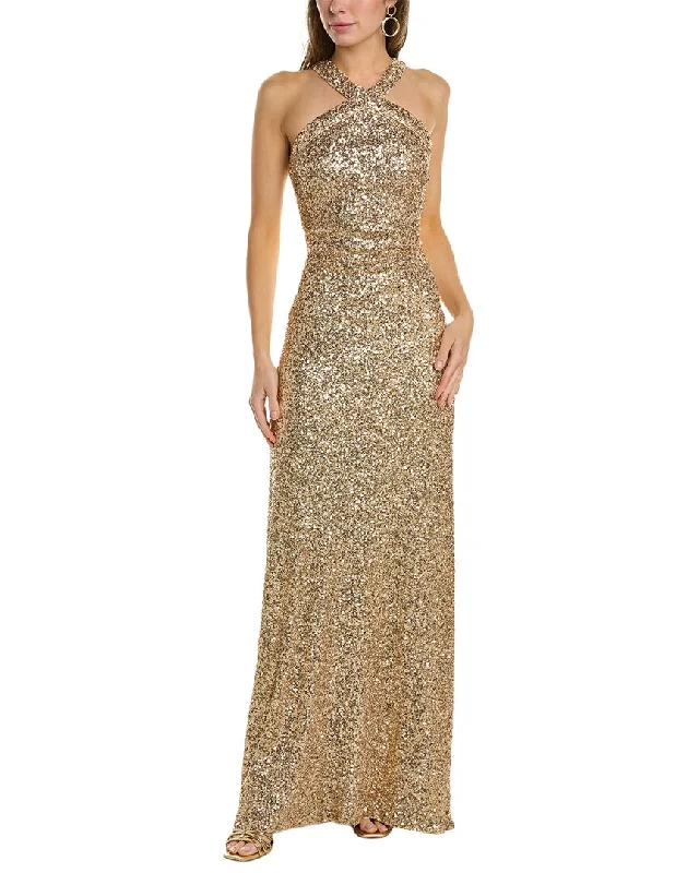 SHO by Tadashi Shoji Sequin Halter Gown Sequin Slip Dress