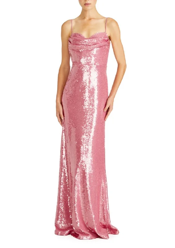 Marisol Sequins Long Dress in Soft Orchid Strapless Sequin Dress