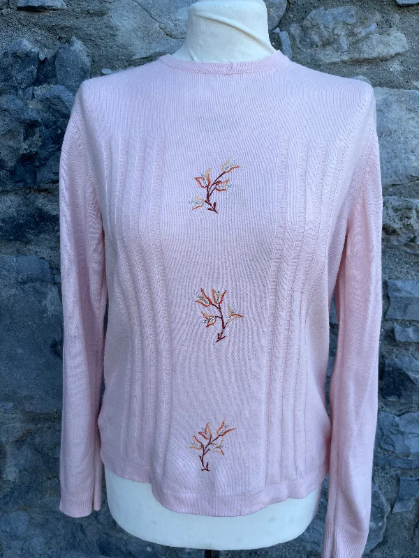 Pink embroidered jumper uk 8-10 Casual Knit Sweater