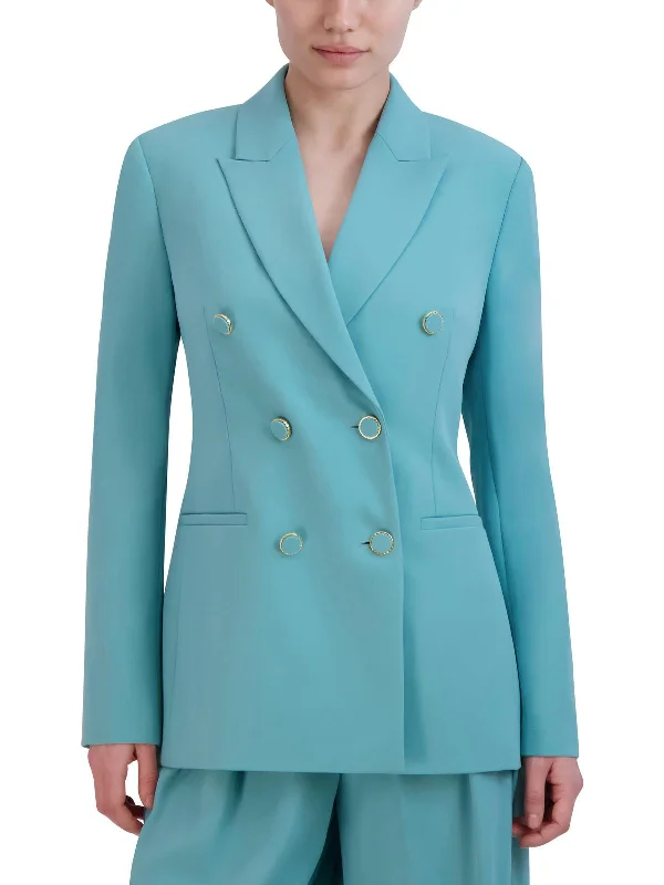 Womens Embellished Long Sleeve Double-Breasted Blazer Elegant Blazer Look