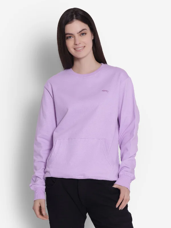 JUMP USA Women Solid Lavender Pullover Sweatshirt Pullover Hoodie Sweatshirt Trend