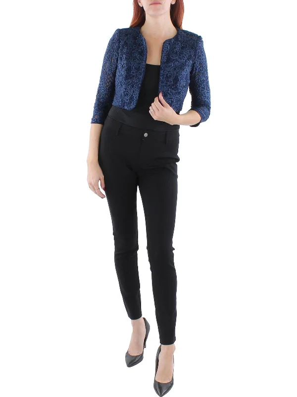 Womens Embroidered Glitter Bolero Office Ready Blazer