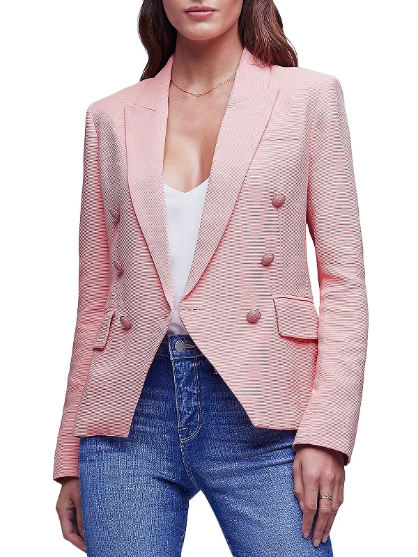 Womens Office Career Double-Breasted Blazer Long Sleeve Blazer