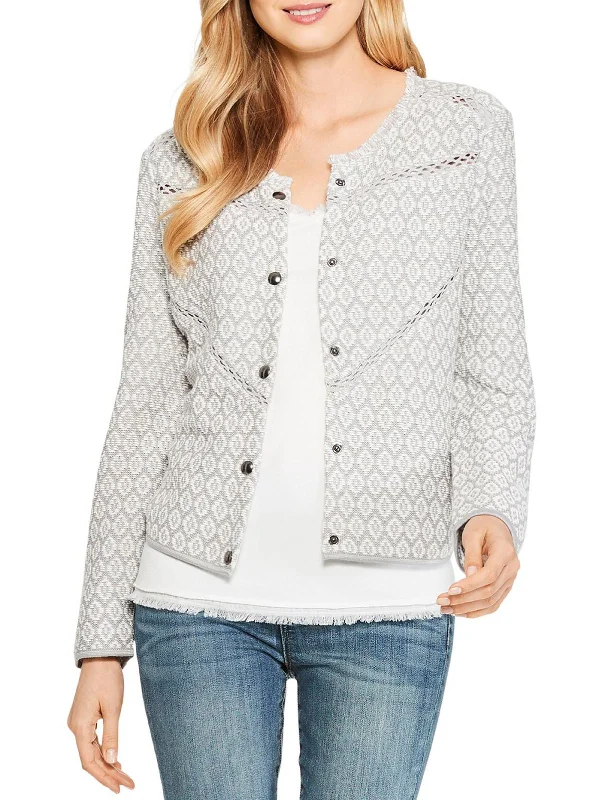 Prismatic Womens Linen Blend Marled Jacket Button Detail Blazer