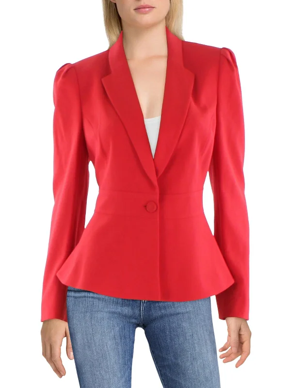 Womens Crepe Seamed One-Button Blazer Buttoned Women’s Blazer