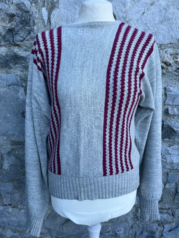 90s grey&maroon jumper uk 8-10 Stylish Pullover Sweater