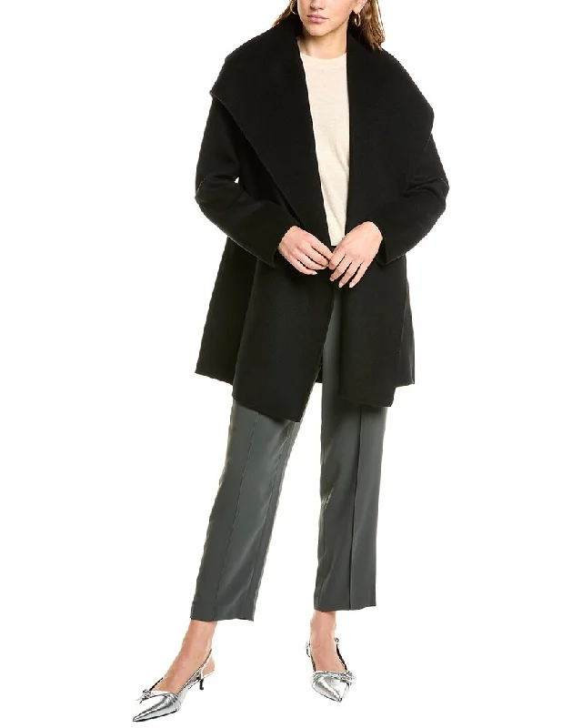 Vince Hooded Wool-Blend Car Coat Blazer Jacket Style