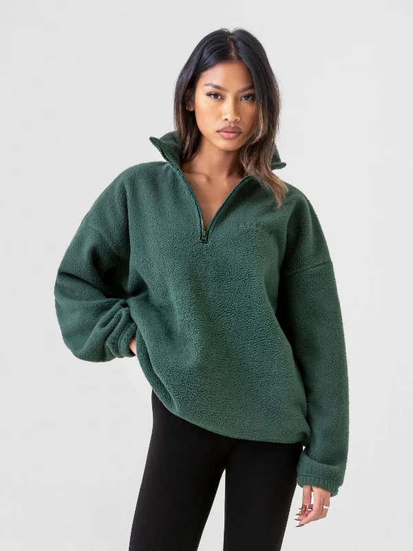 Borg 1/4 Zip Jumper - Green Women’s Pullover Knit