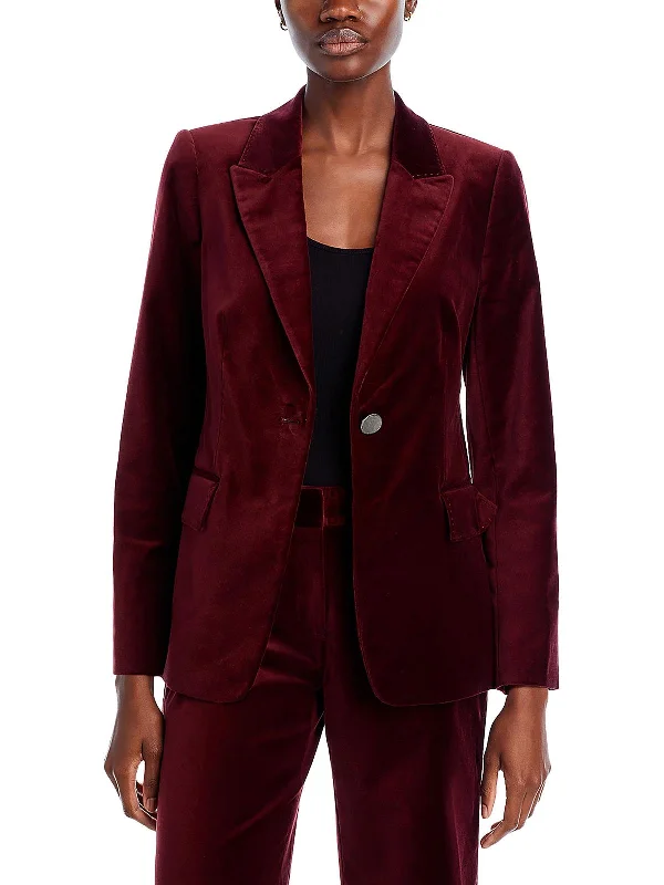 Ramsey Womens Velvet Suit Separate One-Button Blazer Printed Blazers for Women