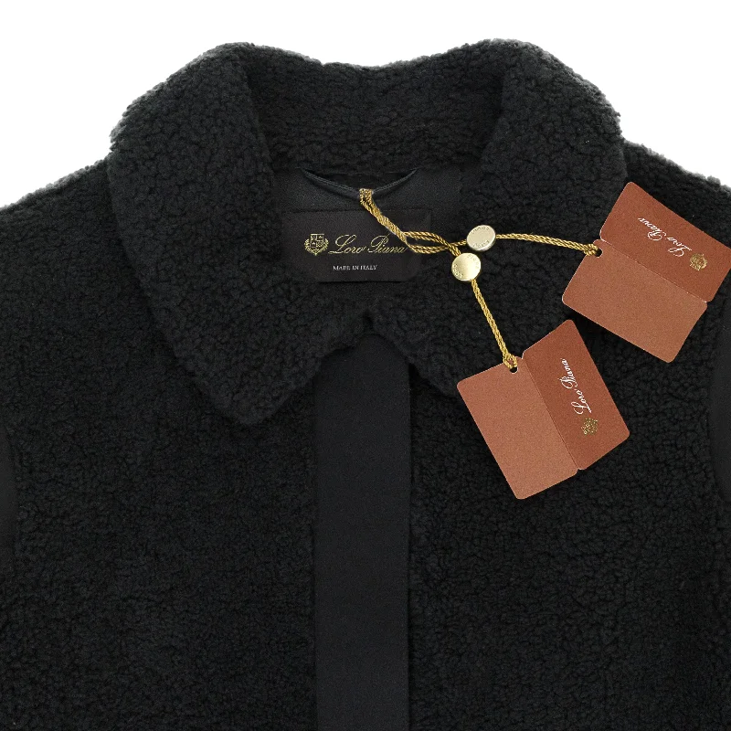 CAPP CARLOW CURLY SHEARLING BLACK COAT Stylish Fitted Blazer