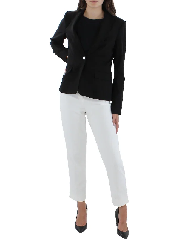 Womens Office Collared One-Button Blazer Structured Blazer Look