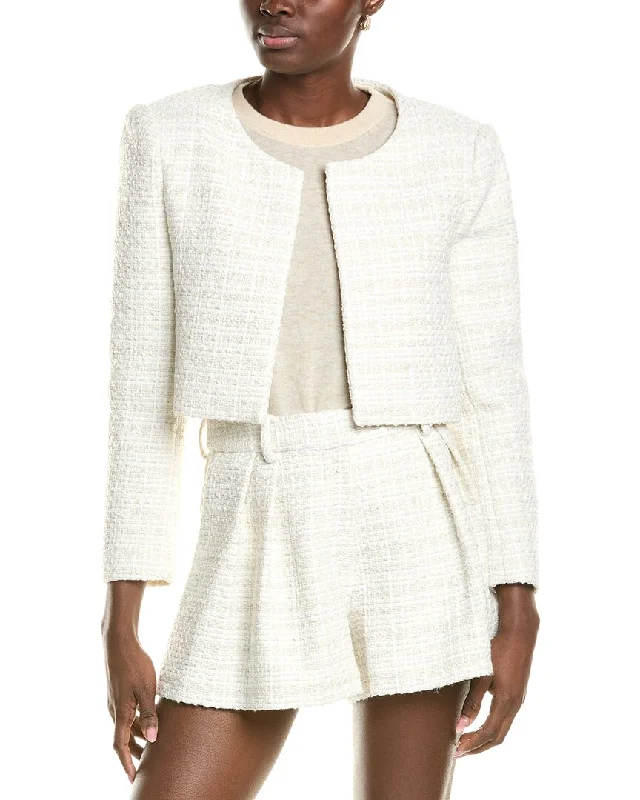 BCBGMAXAZRIA Cropped Tweed Jacket Chic Office Blazer