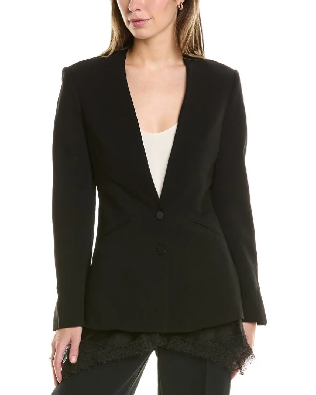 SIMKHAI Allie Crepe Combo Basque Jacket Cozy Blazer for Women