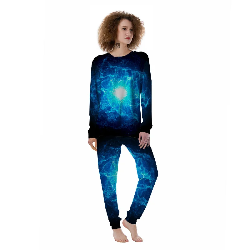 Energy Blue Plasma Print Women's Pajamas Women's pajama sets