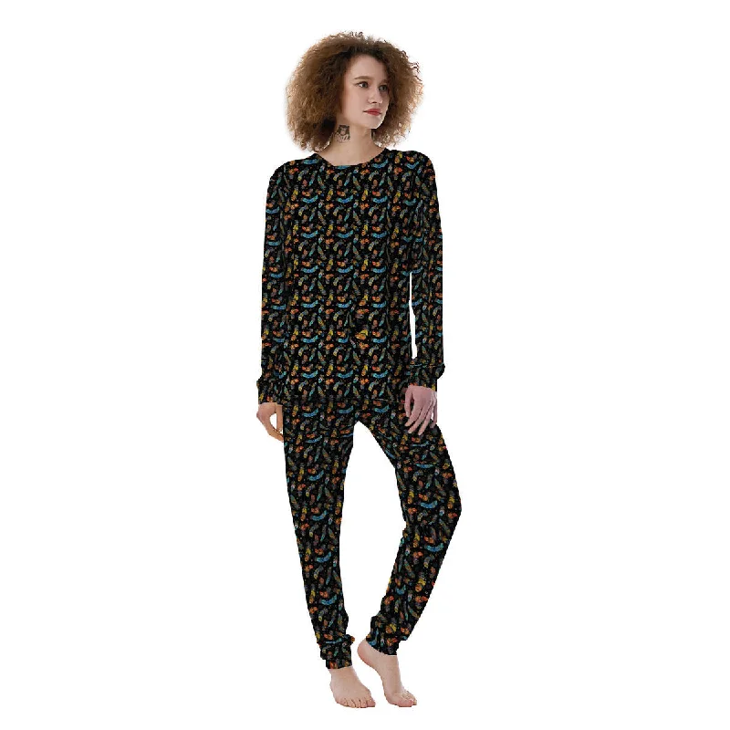 Feather Boho Print Pattern Women's Pajamas Best-value pajama sets