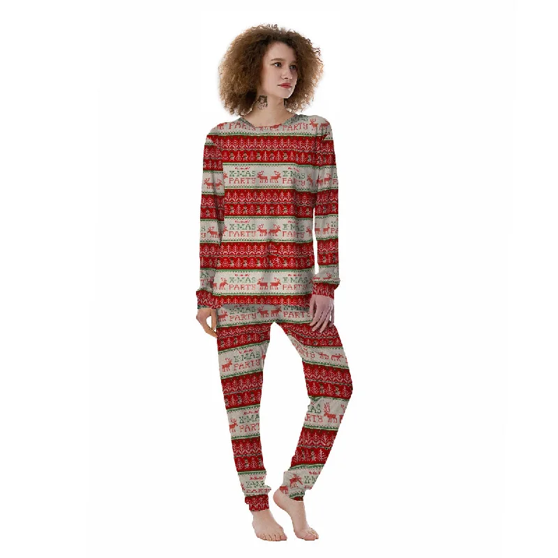 Festive Christmas Knitted Print Pattern Women's Pajamas Target pajama sets