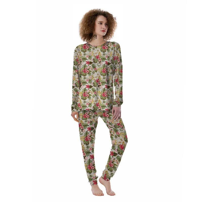 Flower Blossom Tropical Print Pattern Women's Pajamas Cozy pajama sets