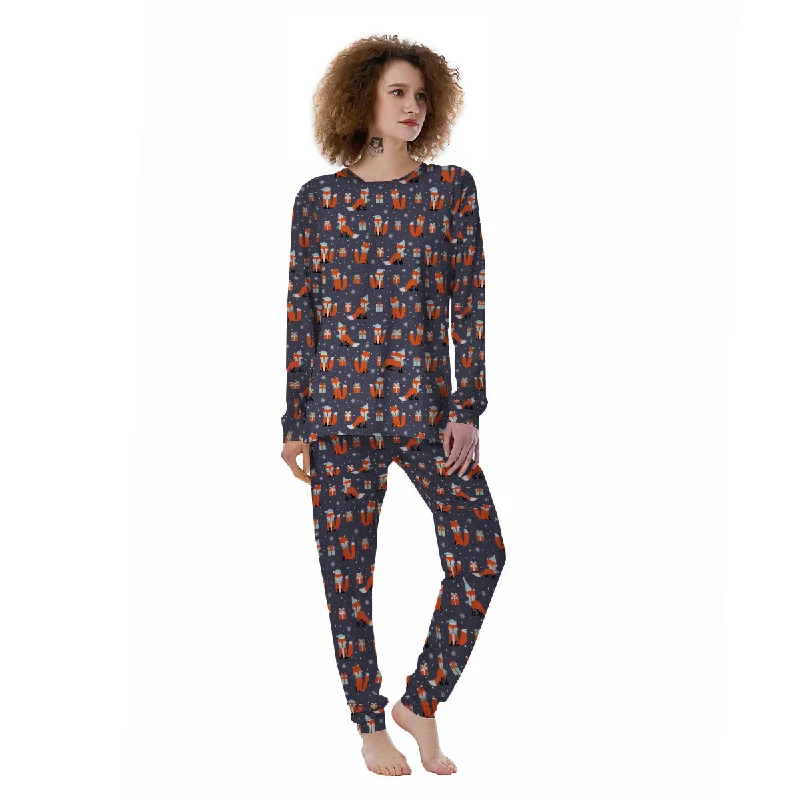 Fox Christmas Print Pattern Women's Pajamas Trendy pajama sets for women