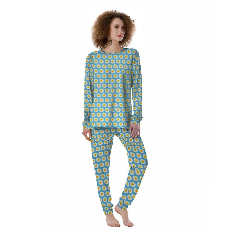 Fried Eggs Blue Print Pattern Women's Pajamas Best pajama sets for pregnancy