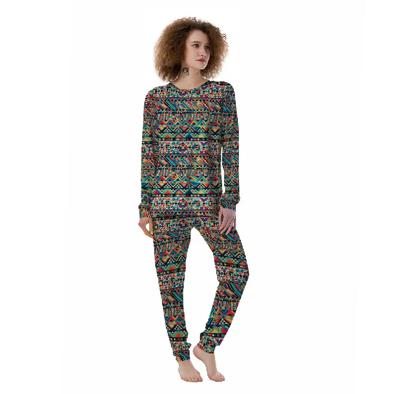 Geometric Aztec Colorful Print Pattern Women's Pajamas Calvin Klein pajama sets