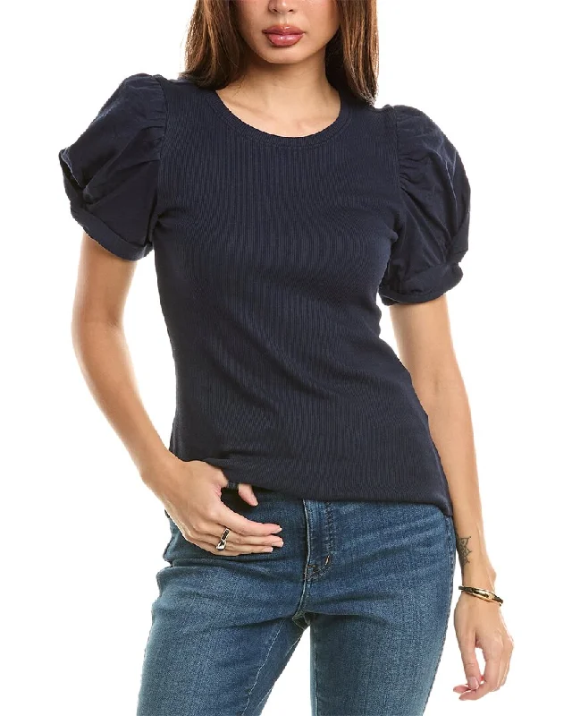 1.State Short Sleeve Top Travel-friendly sweaters