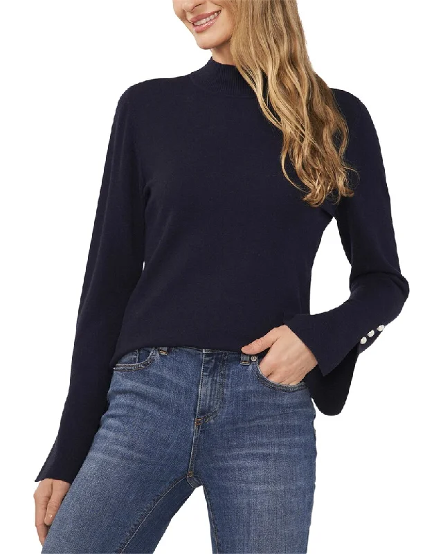 Cece Pearl Split Cuff Mock Neck Sweater Trendy oversized sweaters