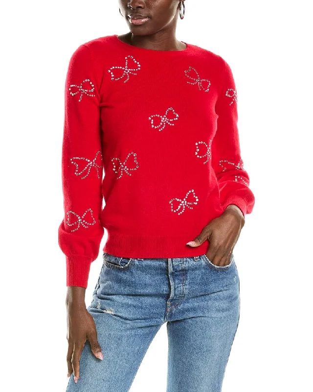 Sofiacashmere Heatset Bows Cashmere Sweater Crewneck sweaters