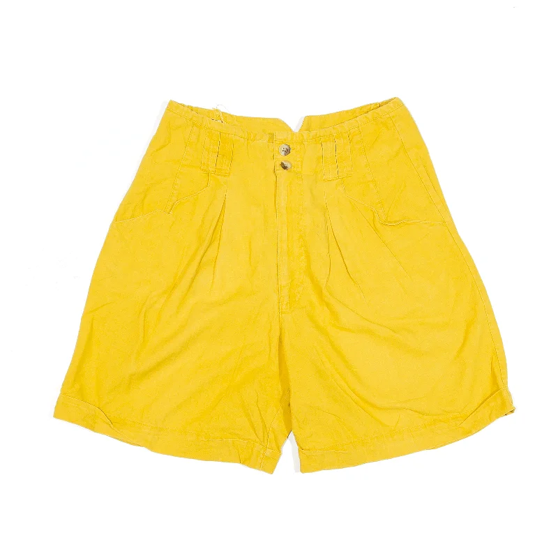 KI KO MO Pleated Shorts Yellow 90s Regular Casual Womens XS W26 Expensive sweaters