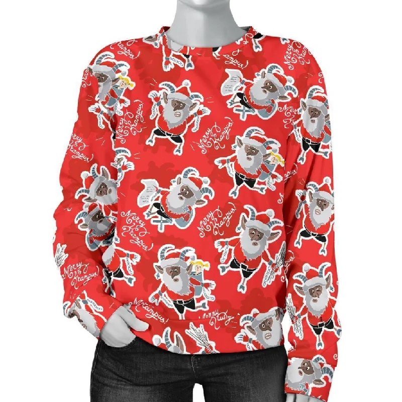 Krampus Christmas Print Pattern Women's Sweatshirt Mohair sweaters