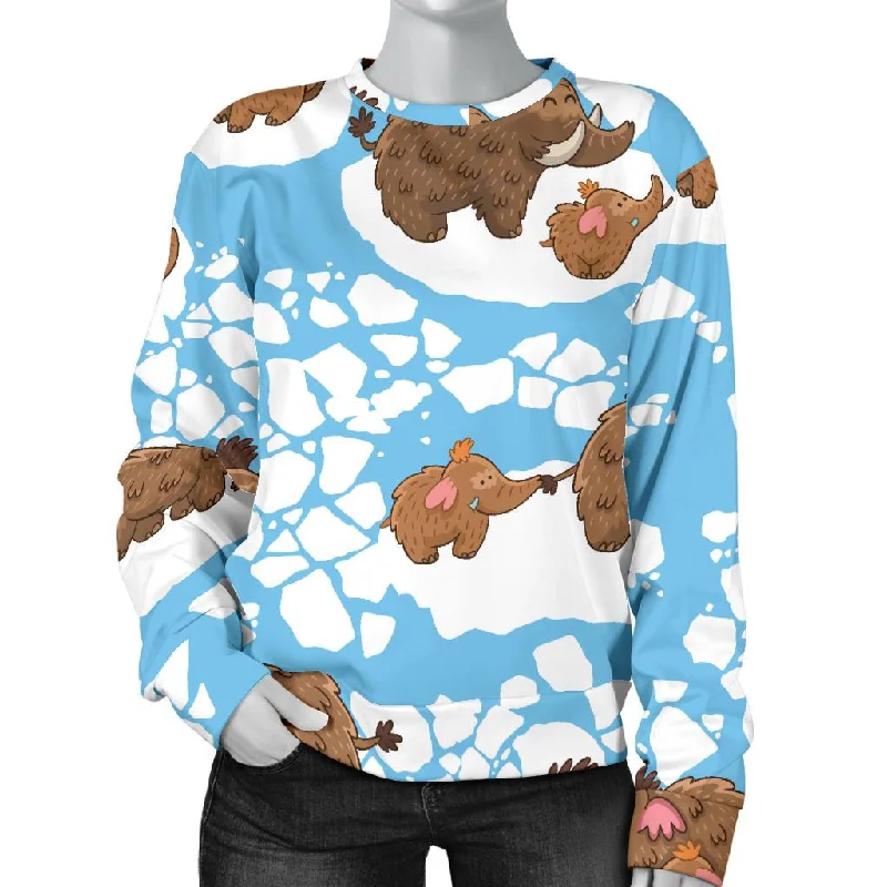 Mammoth Ice Age Pattern Print Women's Sweatshirt Wool sweaters