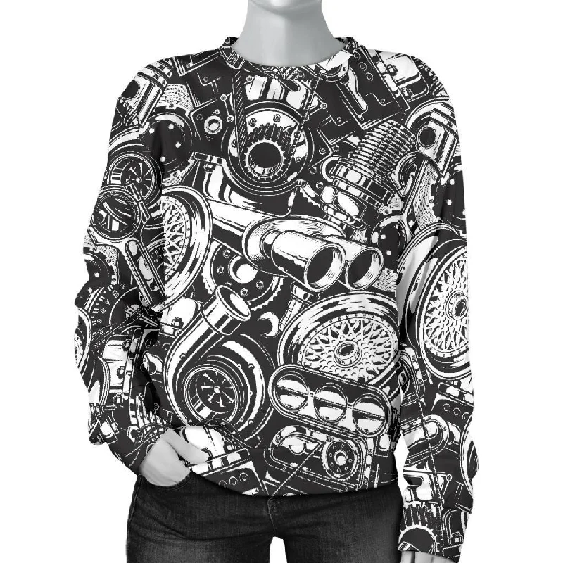 Mechanic Pattern Print Women's Sweatshirt College sweaters