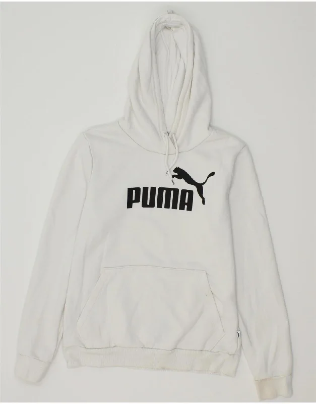 PUMA Womens Graphic Hoodie Jumper UK 12 Medium White Polyester Lightweight sweaters for spring