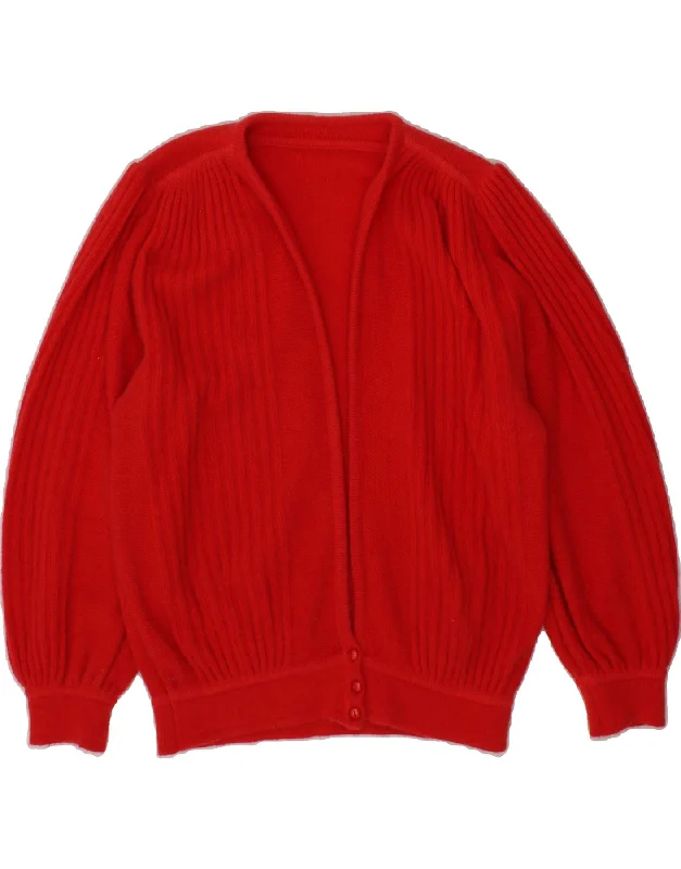 VINTAGE Womens Cardigan Sweater UK 18 XL Red Wool Cotton sweaters