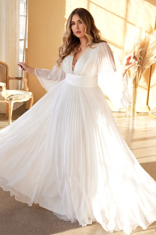 **Enchanting Plus-Size Dress: Graceful Pleats, Off-White Elegance by Cinderella Divine** Off-shoulder Gown