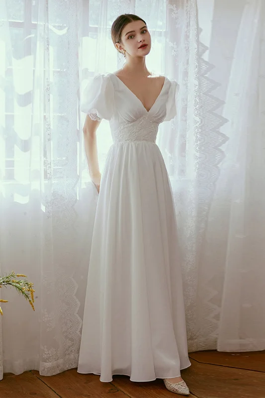 Sheath Floor Length Elastic Cloth Wedding Dress CW2676 A-line Wedding Gown