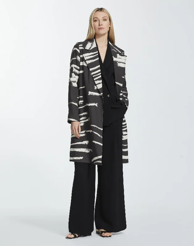 Painted Zebra Stripe Print Drape Cloth Mayfair Trench Coat