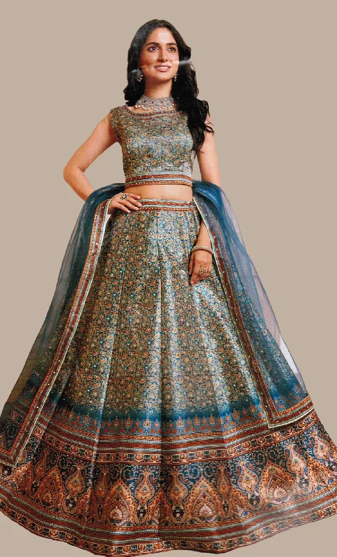 Deep Blue Chania Choli Set Neutral tone unclassified skirts