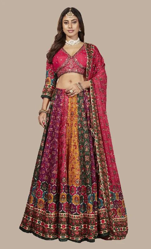 Deep Cerise Embroidered Chania Choli Set Festival unclassified skirts