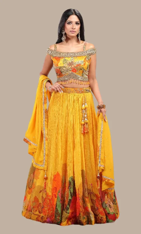 Deep Mustard Embroidered Choli Set Pencil unclassified skirts