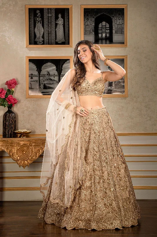 Nude Bridal Embroidered Lehengas Satin unclassified skirts