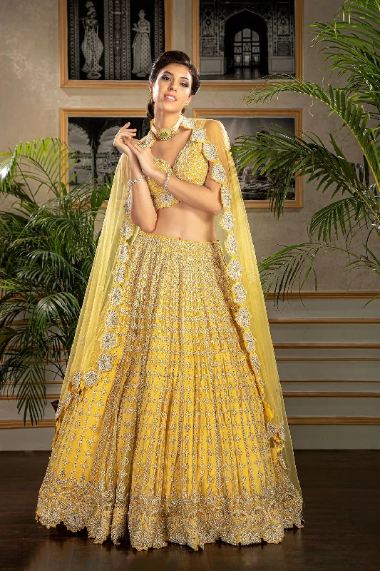 Yellow Embroidered Bridal Lehenga Street style unclassified skirts