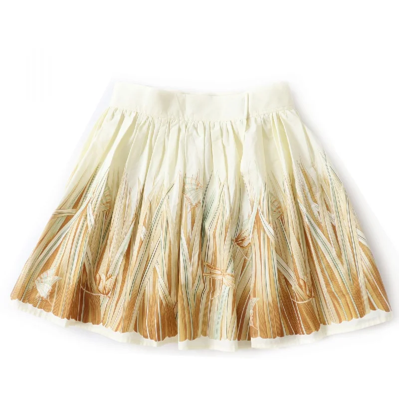 Salvatore Ferragamo Pleated Skirt Insect Pattern Ivory 38 Soft fabric unclassified skirts