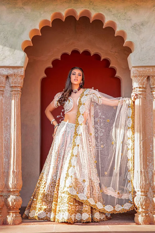 Fully Embroidered Nude Lehnga Flowy unclassified skirts