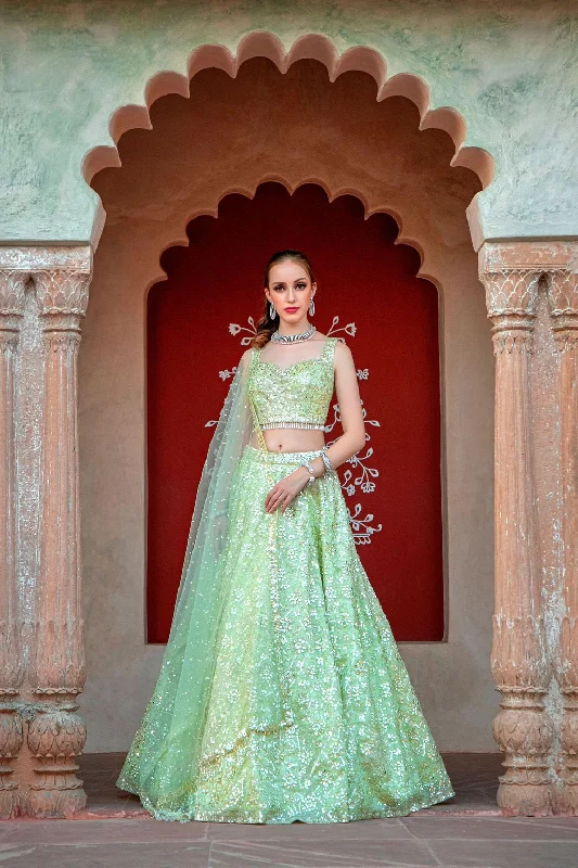 Pistachio Fully Embroidered Lehnga Comfortable unclassified skirts