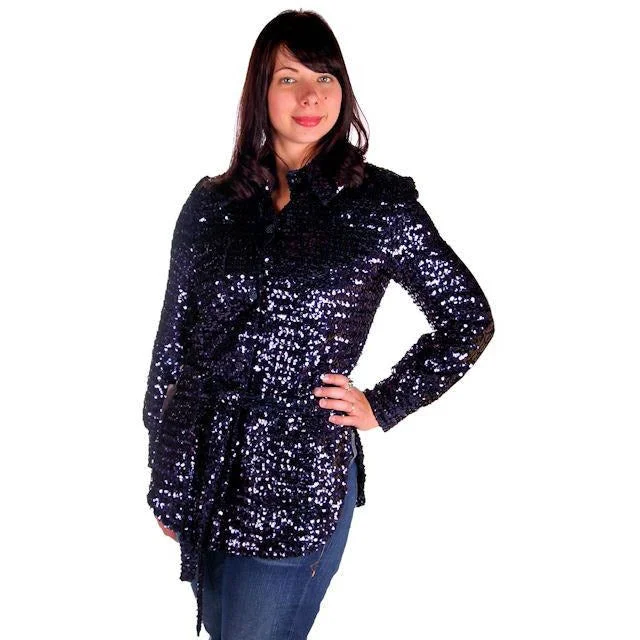 Vintage Purple/Blue Sequins Coat Saks Fifth Ave NOS 1970s Size 8