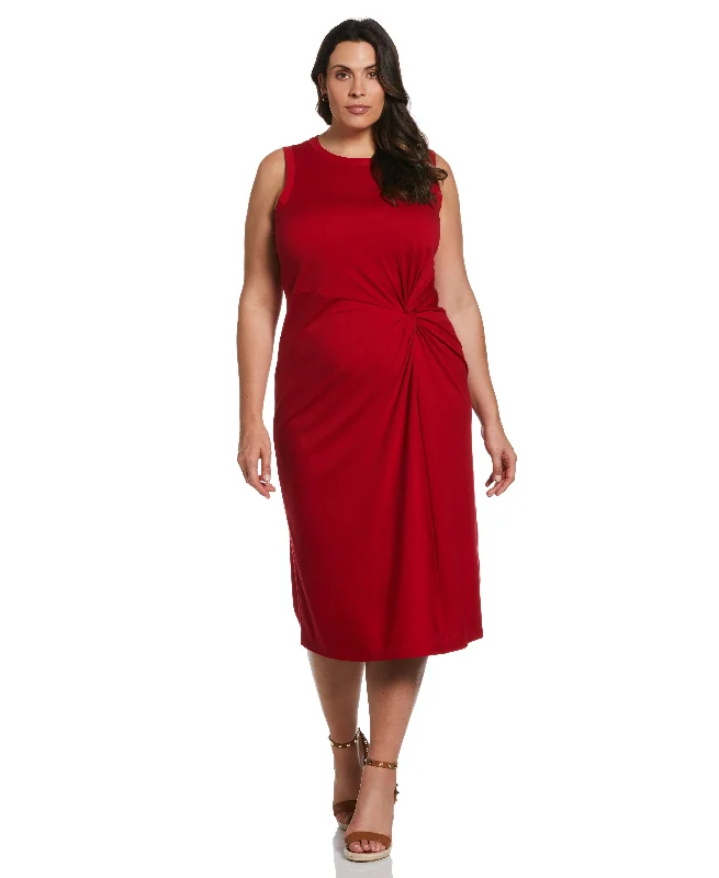 Plus Size Ponte Knit Twist Front Midi Dress Women's midi dresses